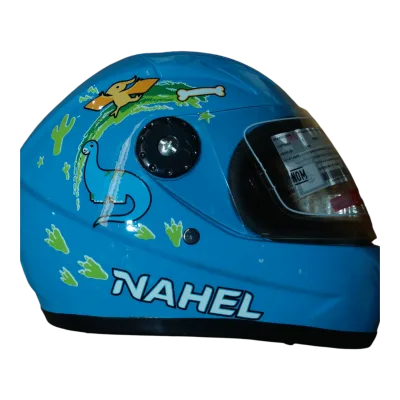 CASCO DE MOTO INFANTIL CERRADO DINOSAURIO AZUL